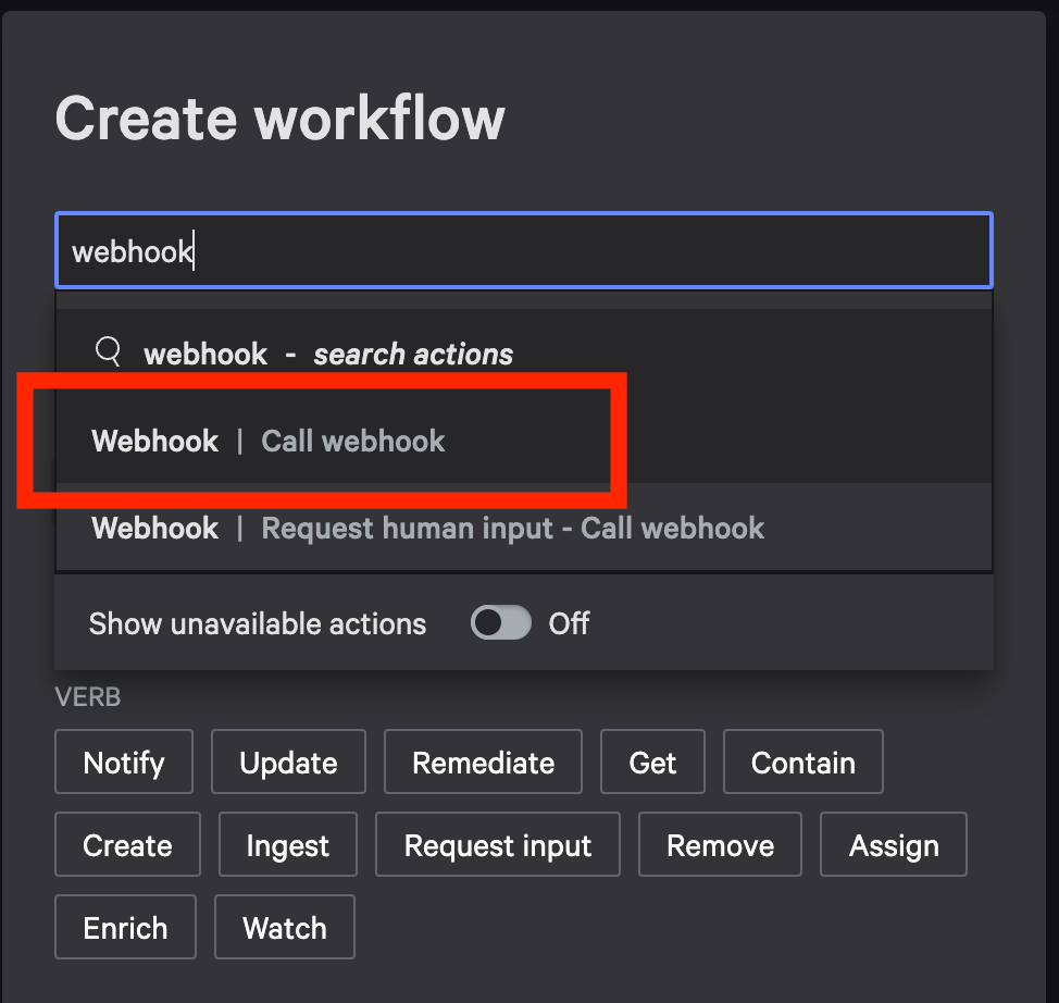 Call webhook action