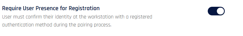 Require user presence setting