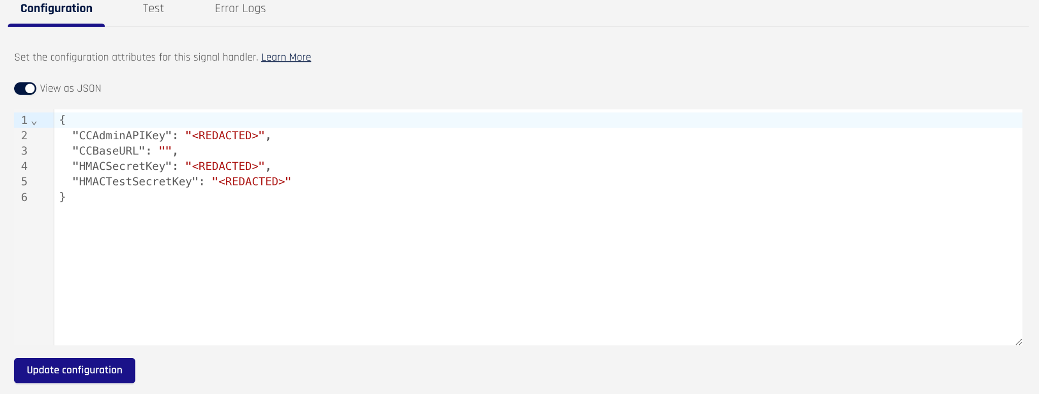 Configuration as JSON