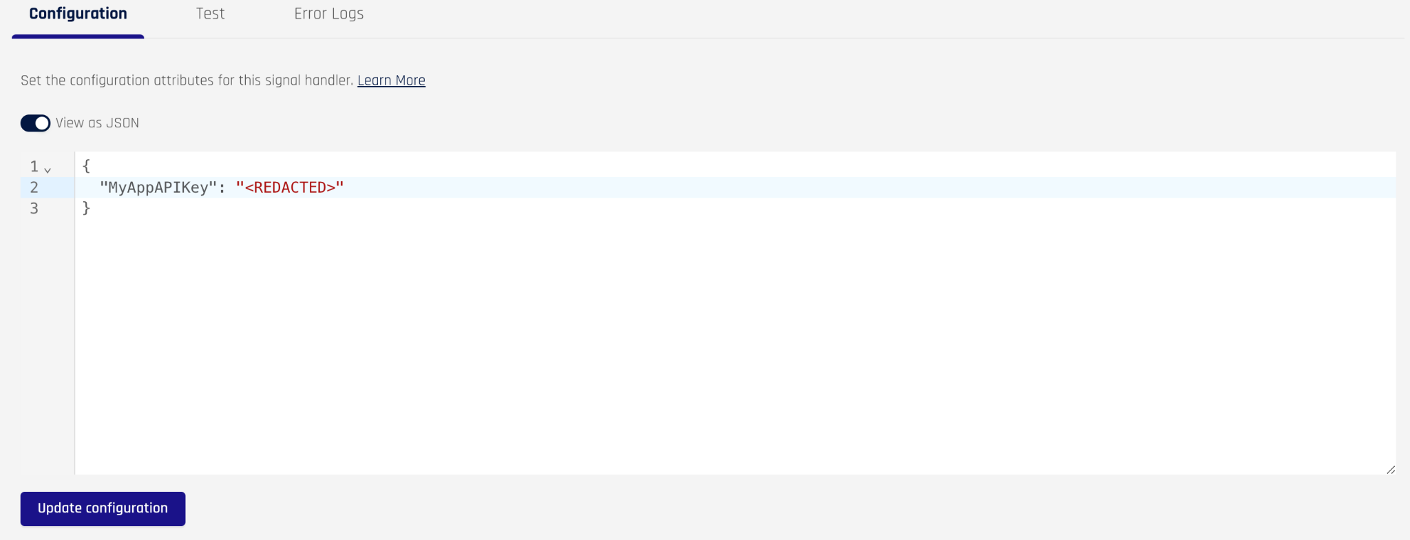 Edit configuration JSON