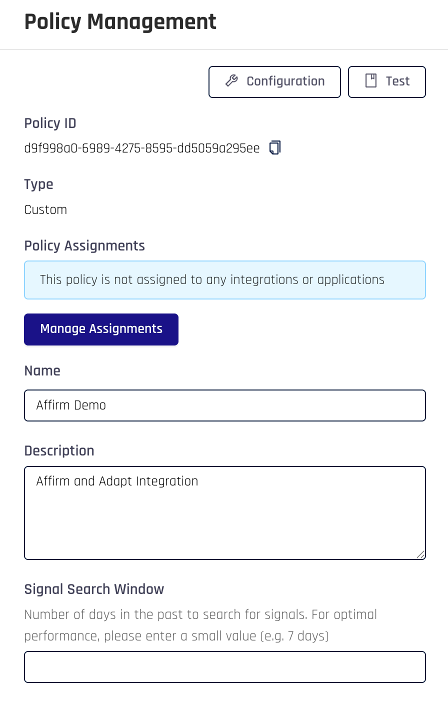 Select risk policy