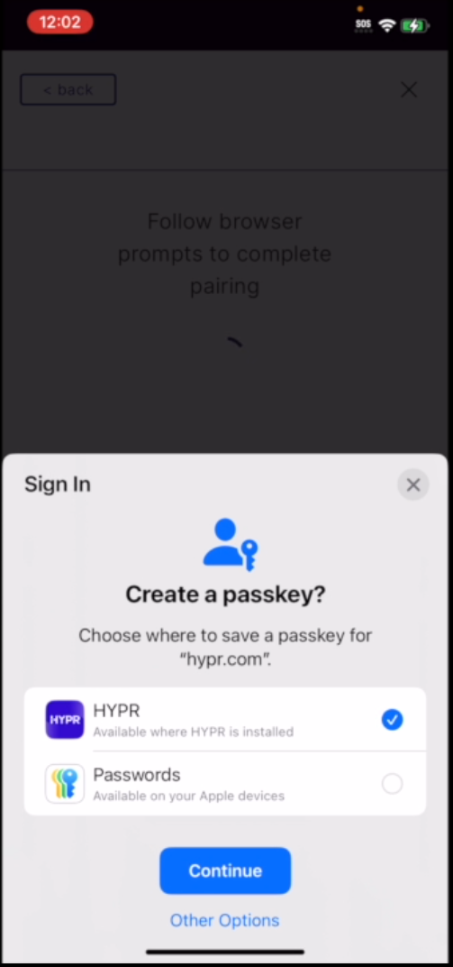 HYPR Credential Provider prompt